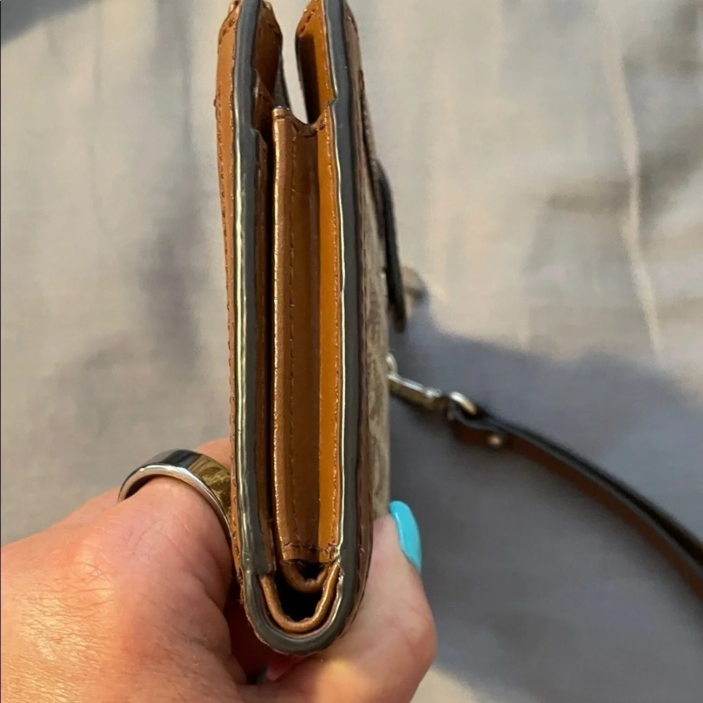 Michael Kors Signature Brown and Cream Wristlet